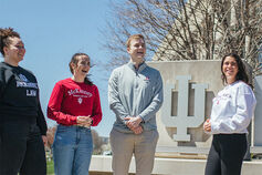 McKinney School of Law students stand outside Inlow Hall.